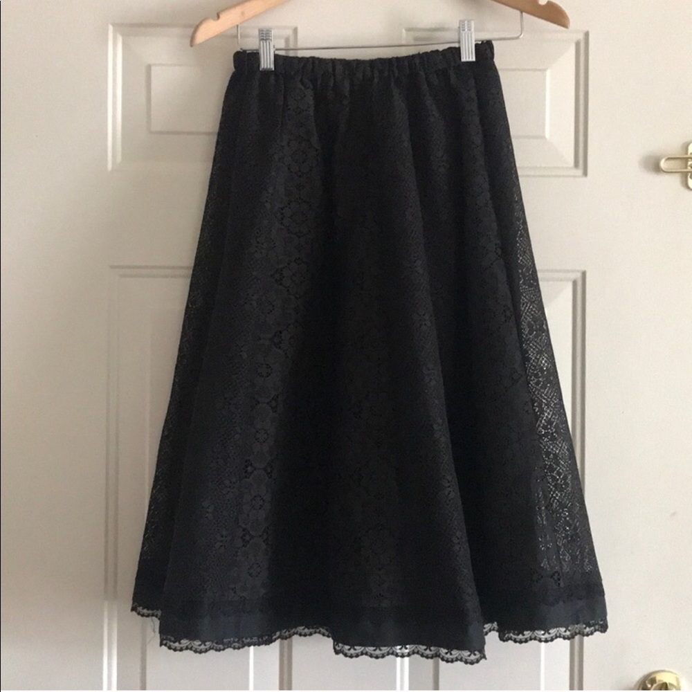 Vintage Black Floral Lace Skirt